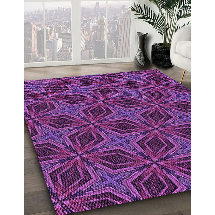 Patterned Purple Rug in Family Room, pat2536pur