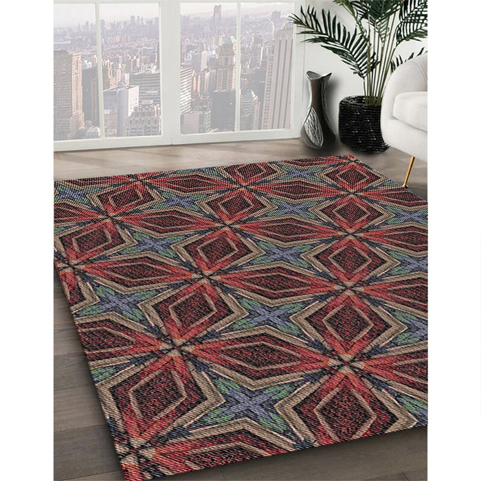 Patterned Red Novelty Rug in Family Room, pat2536