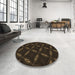 Round Patterned Red Brown Rug in a Office, pat2537brn