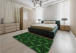 Patterned Green Rug in a Bedroom, pat2537grn