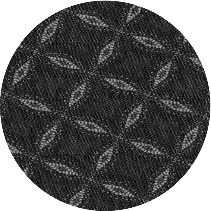 Square Patterned Black Rug, pat2537gry