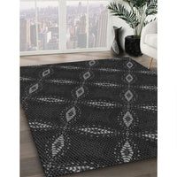 Patterned Black Rug, pat2537gry