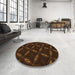 Round Patterned Saddle Brown Rug in a Office, pat2537org