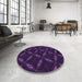 Round Patterned Deep Purple Rug in a Office, pat2537pur