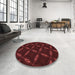 Round Patterned Fire Brick Red Rug in a Office, pat2537rd