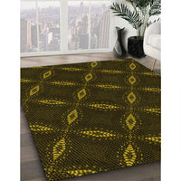 Patterned Dark Bronze Brown Rug, pat2537yw