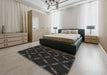 Patterned Carbon Gray Novelty Rug in a Bedroom, pat2537