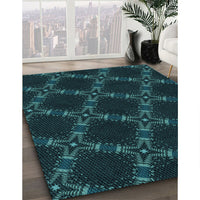 Patterned Teal Green Rug, pat2538lblu