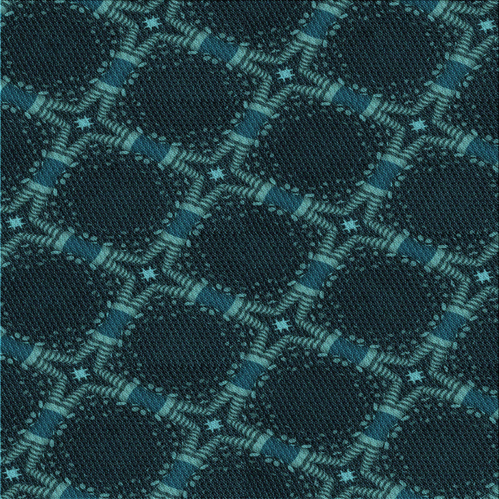 Round Patterned Teal Green Rug, pat2538lblu