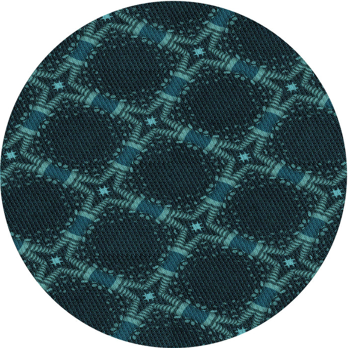 Square Patterned Teal Green Rug, pat2538lblu