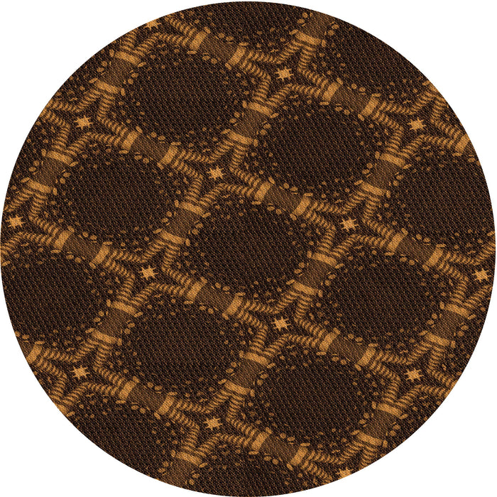 Square Patterned Saddle Brown Rug, pat2538org