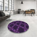 Round Patterned Deep Purple Rug in a Office, pat2538pur