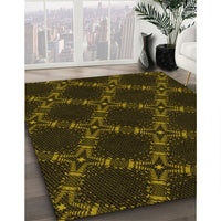 Patterned Dark Bronze Brown Rug, pat2538yw