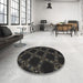 Round Patterned Carbon Gray Novelty Rug in a Office, pat2538