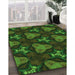 Machine Washable Transitional Dark Lime Green Rug in a Family Room, wshpat2539grn