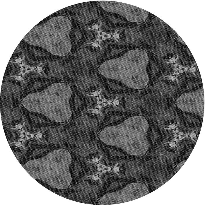 Square Patterned Charcoal Black Rug, pat2539gry