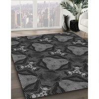 Patterned Charcoal Black Rug, pat2539gry