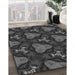 Patterned Charcoal Black Rug in Family Room, pat2539gry