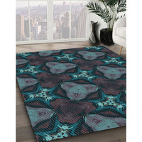 Patterned Charcoal Black Rug, pat2539lblu