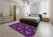 Round Machine Washable Transitional Dark Orchid Purple Rug in a Office, wshpat2539pur