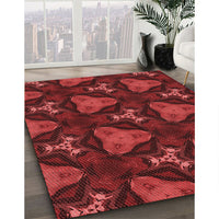 Patterned Cranberry Red Rug, pat2539rd