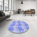 Round Patterned Light Slate Blue Rug in a Office, pat254blu