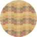 Square Patterned Chrome Gold Yellow Rug, pat254brn