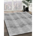 Patterned Silver Gray Rug in Family Room, pat254gry