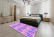 Patterned Violet Purple Rug in a Bedroom, pat254pur