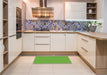 Patterned Dark Lime Green Rug in a Kitchen, pat2540grn