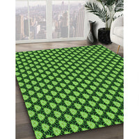 Patterned Deep Emerald Green Rug, pat2541grn