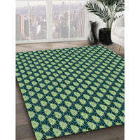 Patterned Deep Teal Green Rug, pat2541lblu