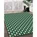 Patterned Deep Teal Green Rug in Family Room, pat2541lblu