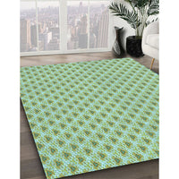 Patterned Green Rug, pat2542lblu