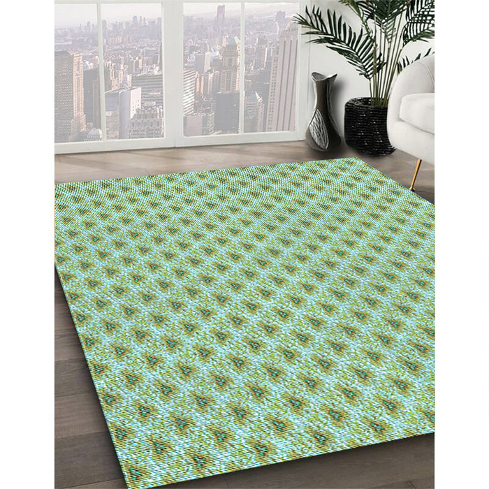 Machine Washable Transitional Green Rug in a Family Room, wshpat2542lblu