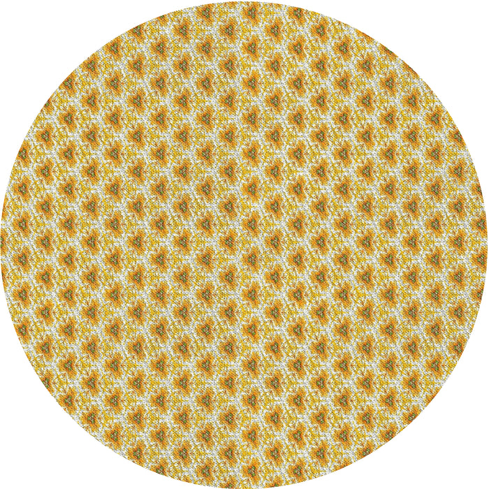 Sideview of Patterned Mustard Yellow Novelty Rug, pat2542