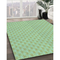 Patterned Green Rug, pat2543lblu