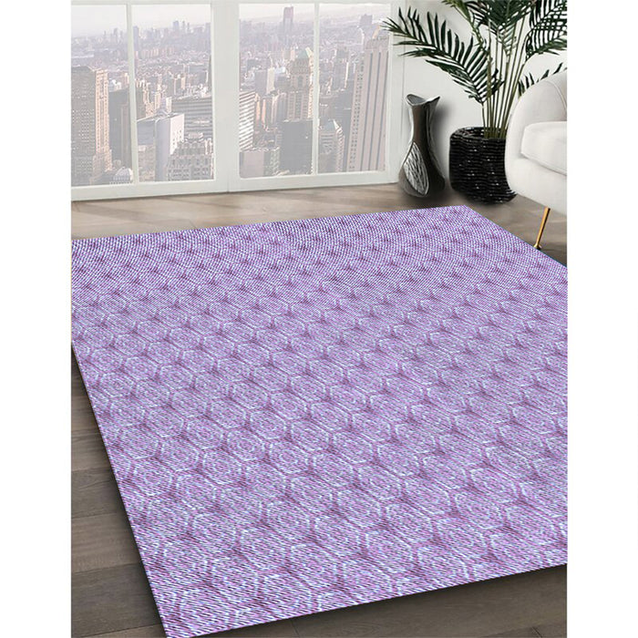 Patterned Lilac Purple Rug in Family Room, pat2544blu