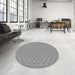 Round Patterned Platinum Gray Rug in a Office, pat2544gry