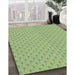 Patterned Green Rug in Family Room, pat2544lblu