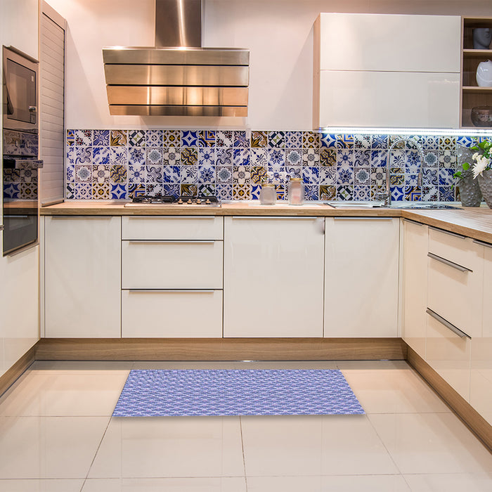 Patterned Jeans Blue Rug in a Kitchen, pat2545blu