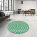 Round Patterned Green Rug in a Office, pat2545lblu