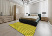 Patterned Golden Brown Yellow Rug in a Bedroom, pat2545yw