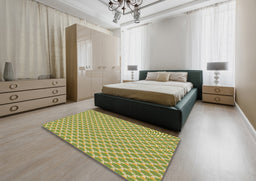 Patterned Green Novelty Rug in a Bedroom, pat2545