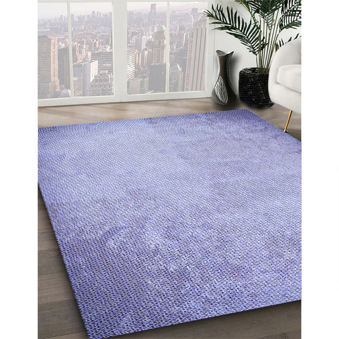 Patterned Medium Slate Blue Rug in Family Room, pat2546blu