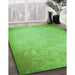 Machine Washable Transitional Emerald Green Rug in a Family Room, wshpat2546grn