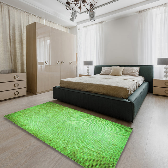 Patterned Emerald Green Rug in a Bedroom, pat2546grn