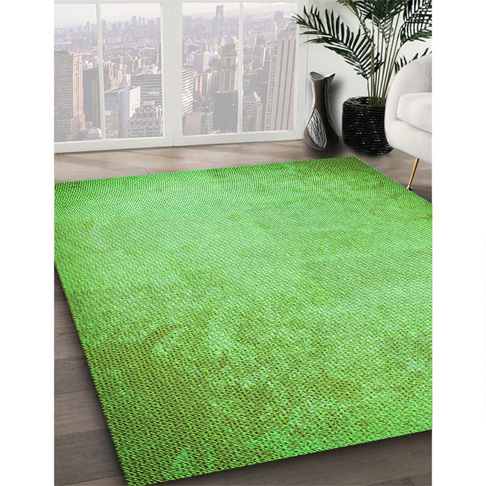 Patterned Emerald Green Rug in Family Room, pat2546grn