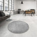 Round Patterned Platinum Gray Rug in a Office, pat2546gry