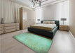 Patterned Forest Green Rug in a Bedroom, pat2546lblu